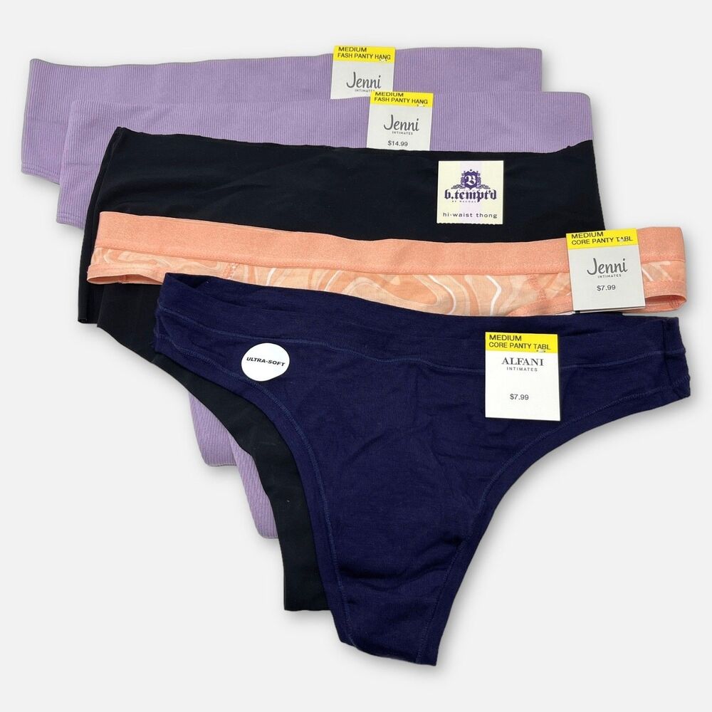 Alfani, Jenni, b.tempt’d NWT 4 Pack Panties Mixed Style *READ* Size M Multicolor